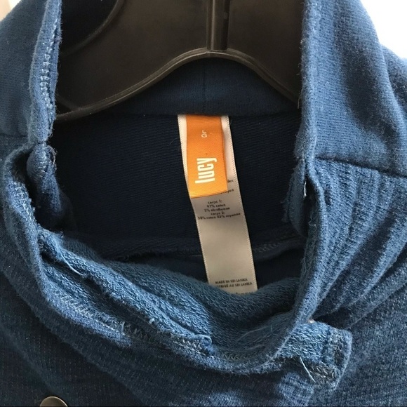 LUCY Blue Knit Double Breasted Sweater Jacket Military Style SIZE LARGE - Picture 2 of 15